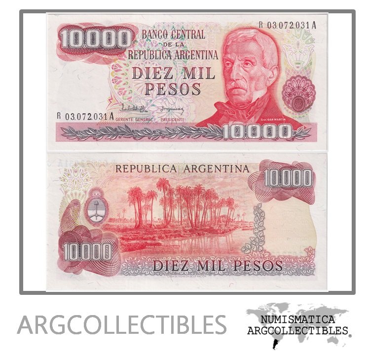 Argentina Billete 10.000 Pesos 1982 P-306b/BOT-2496 UNC (Reposicion)