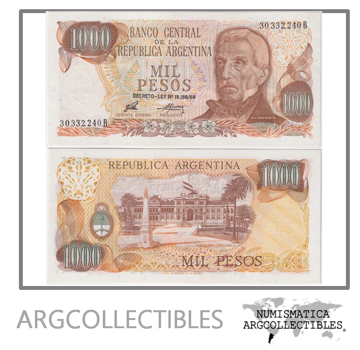 Argentina Billete 1.000 Pesos 1975 P-299/BOT-2441 UNC (Serie B)