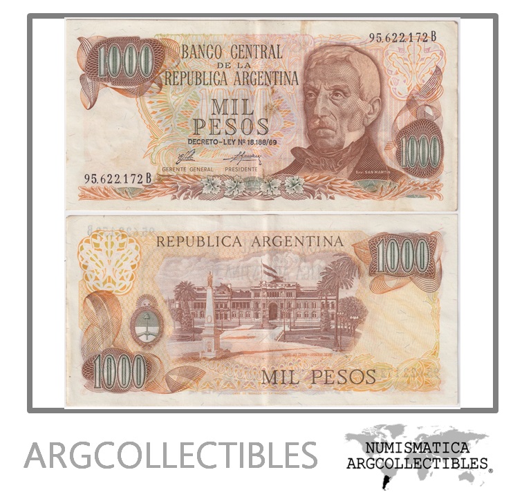 Argentina Billete 1.000 Pesos 1976 P-299/BOT-2442 VF+ (Serie B)