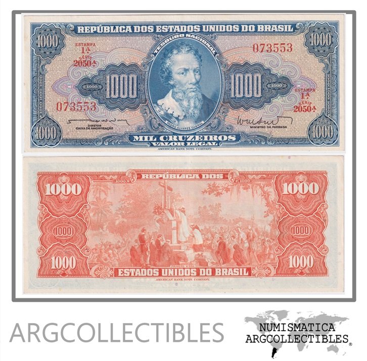 Brasil Billete 1.000 Cruzeiros 1962 P-173b/R-C0055 UNC