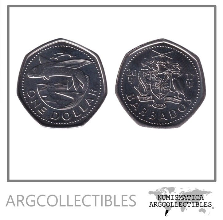 Barbados Moneda 1 Dolar 2017 Pez Volador Niquel KM-14.2a UNC