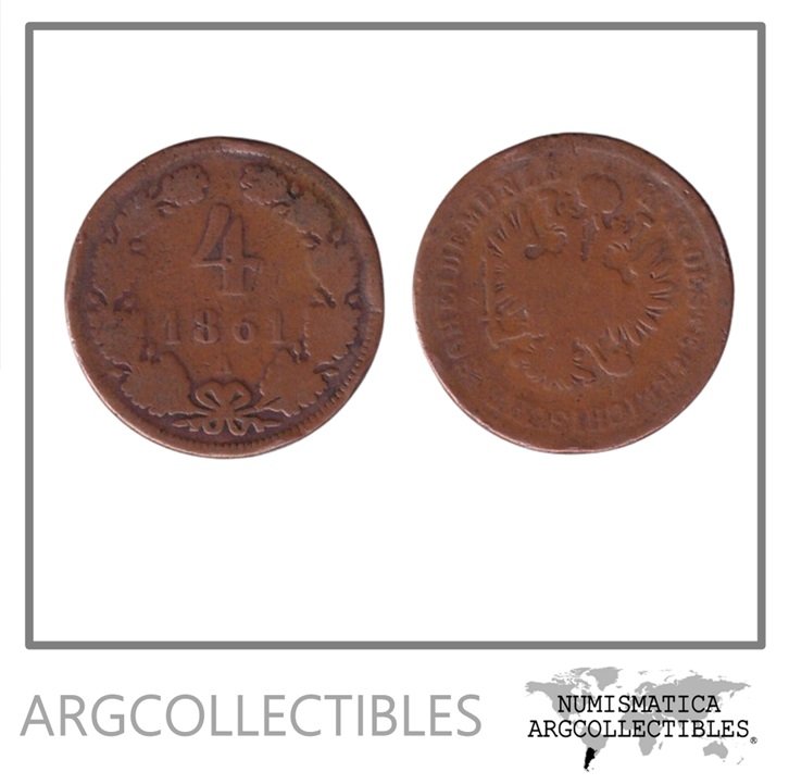 Austria Moneda 4 Kreuzer 1861 A Cobre KM-2194 F