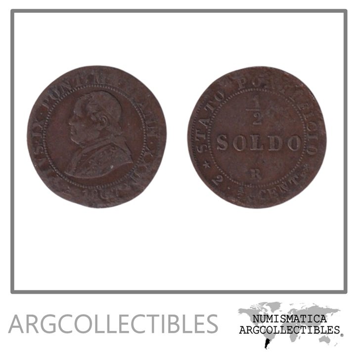 Vaticano Moneda 1 Soldo 1867 Cobre KM-1372.2 F+