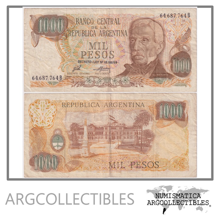 Argentina Billete 1.000 Pesos 1976 P-299/BOT-2442 VF (Serie B)
