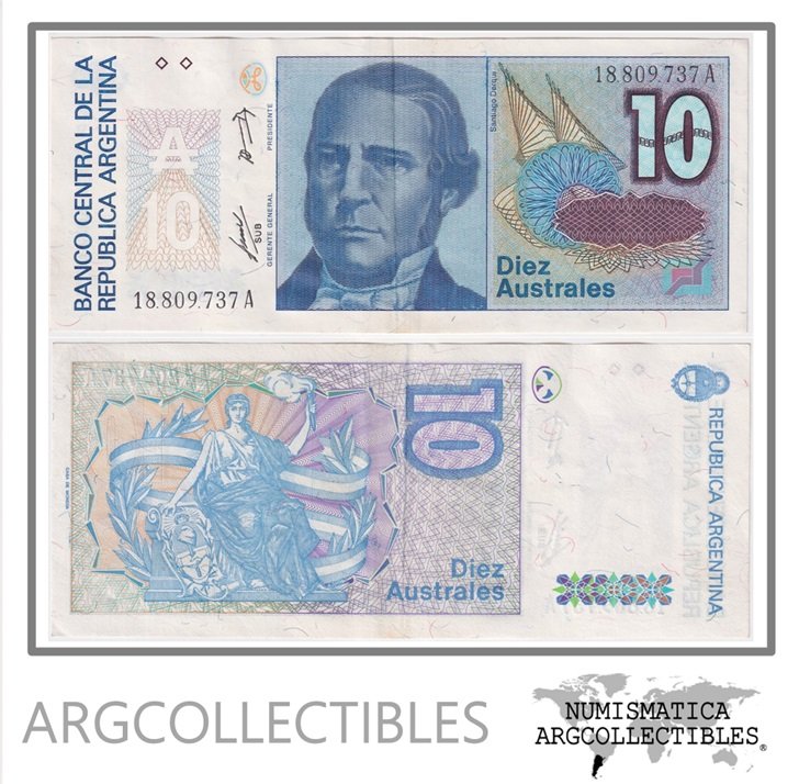 Argentina Billete 10 Australes 1986 P-325a/BOT-2819 XF (Serie A)