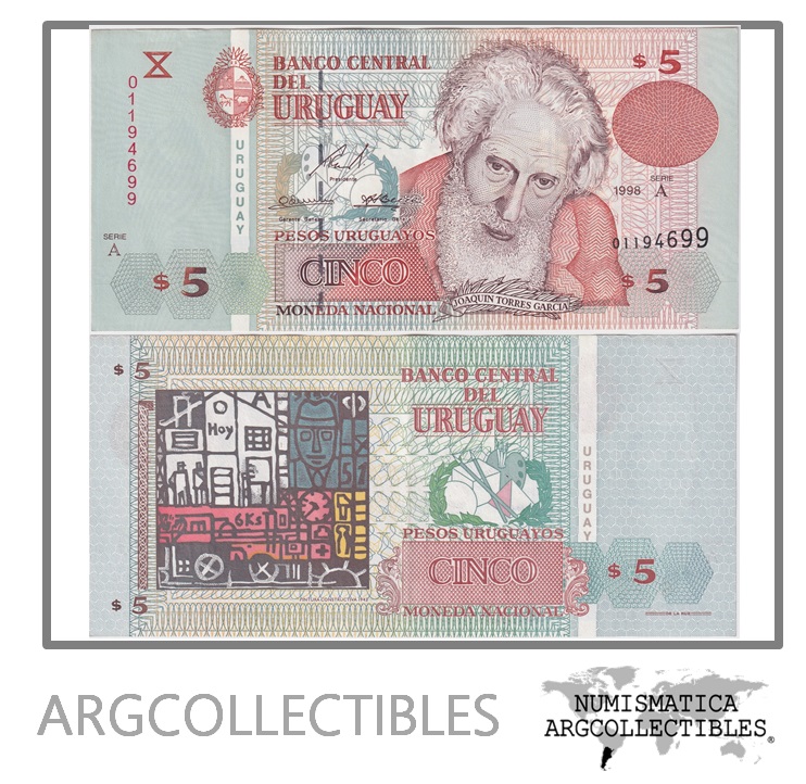 Uruguay Billete 5 Pesos 1998 P-80 XF+
