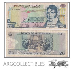 Guatemala Billete 20 Quetzales 1988 P-62d VF+