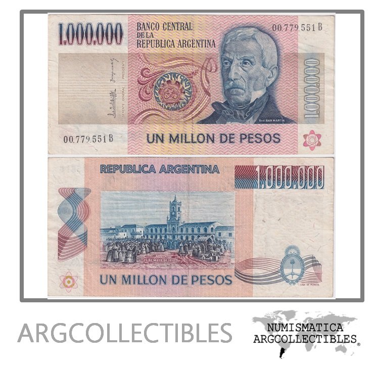 Argentina Billete 1.000.000 Pesos 1982 P-310/BOT-2518 VF+ (Serie B)