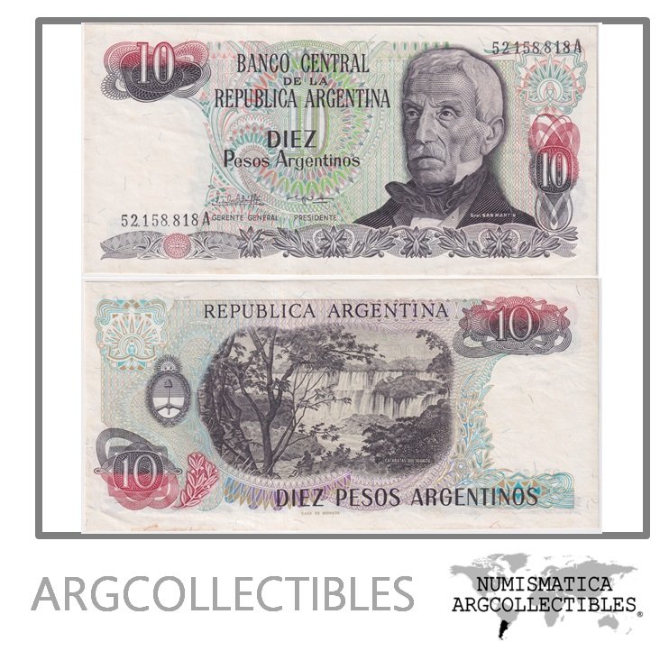 Argentina Billete 10 Pesos 1984 P-313/BOT-2614a XF+ (Serie A)