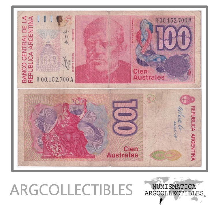 Argentina Billete 100 Australes 1985 P-327a/BOT-2837 F (Reposicion) (Escrito)