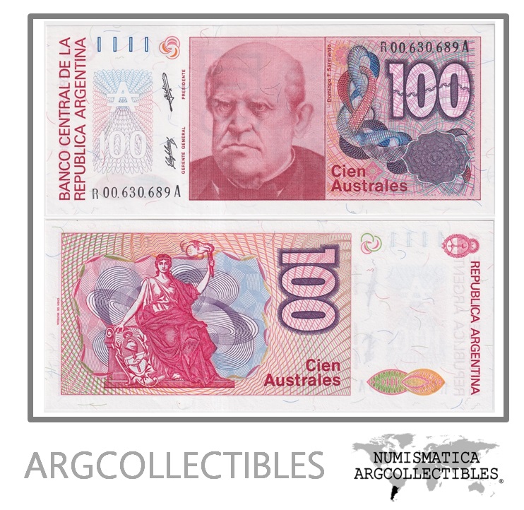 Argentina Billete 100 Australes 1987 P-327b/BOT-2842a UNC (Reposicion)