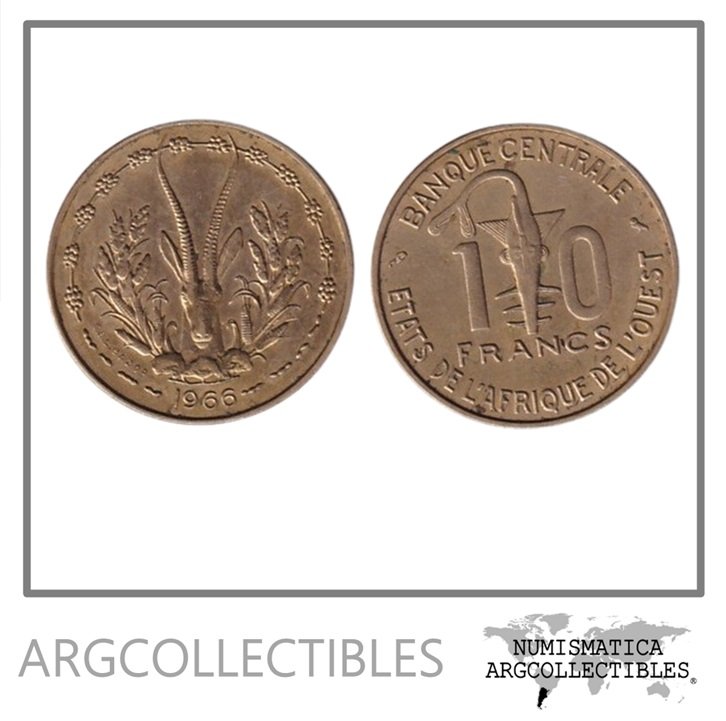 Africa Occidental Moneda 10 Francos 1966 Laton KM-1a VF+