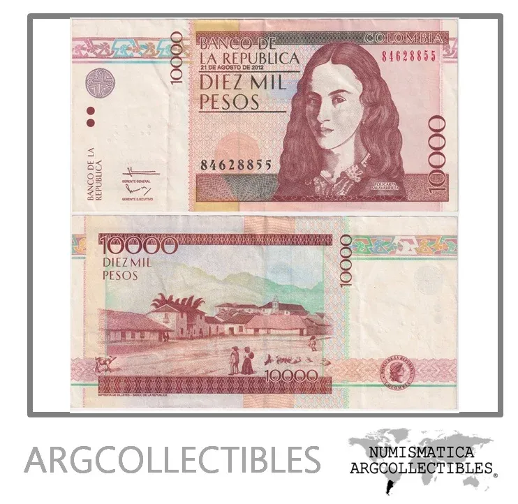 Colombia Billete 10.000 Pesos 2012 P-453 VF+