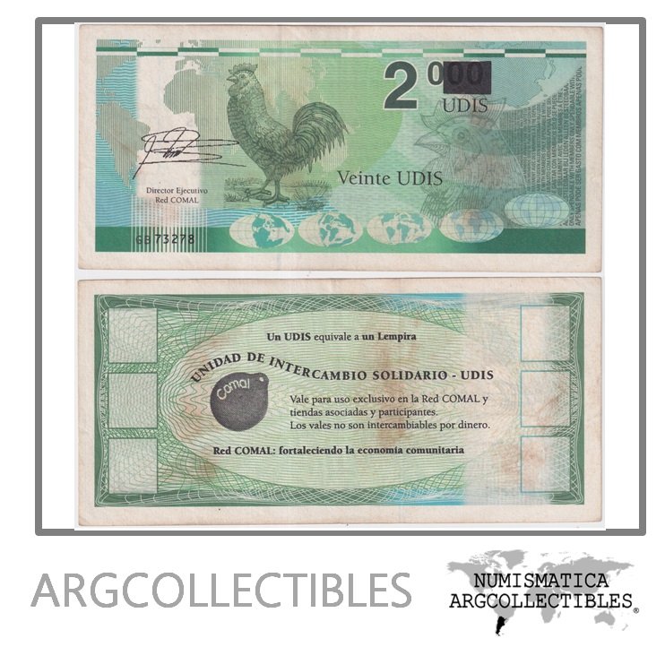 Honduras Billete 20 Udis(Lempiras) 2008 Red COMAL VF+