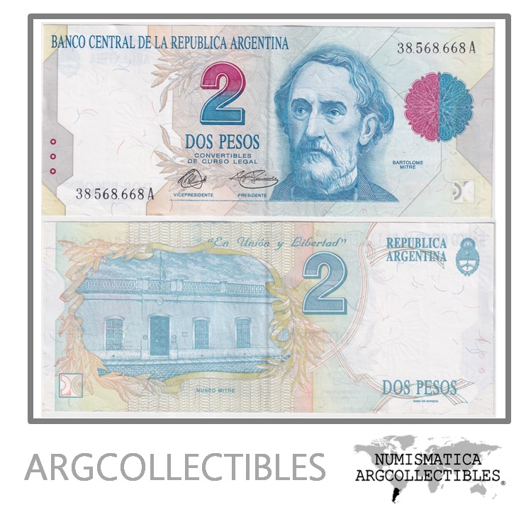 Argentina Billete 2 Pesos 1993 P-340a/BOT-3012 XF+ (Serie A)