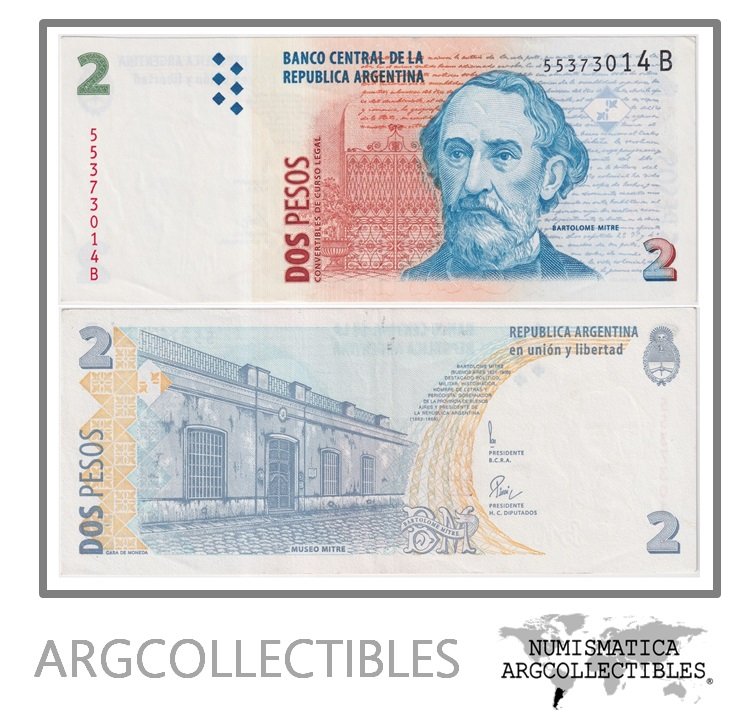 Argentina Billete 2 Pesos 1998 P-346/BOT-3203 XF+ (Serie B)
