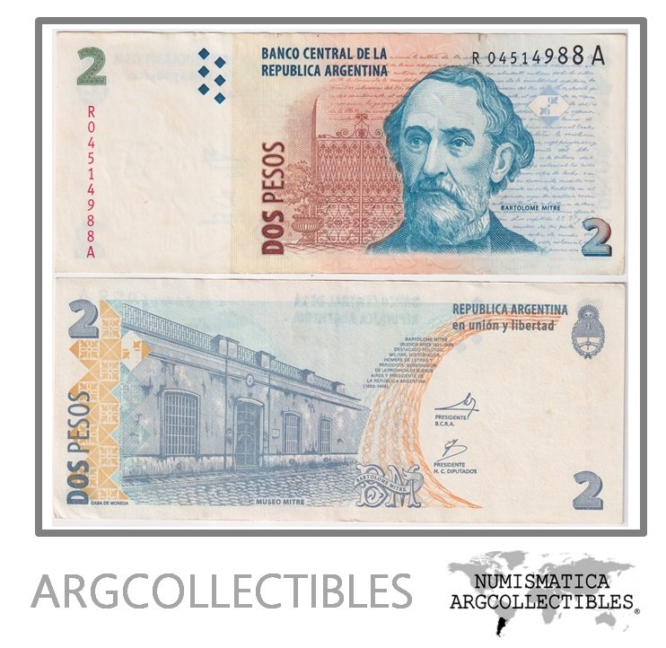 Argentina Billete 2 Pesos 2010 P-352/BOT-3244 XF (Reposicion)