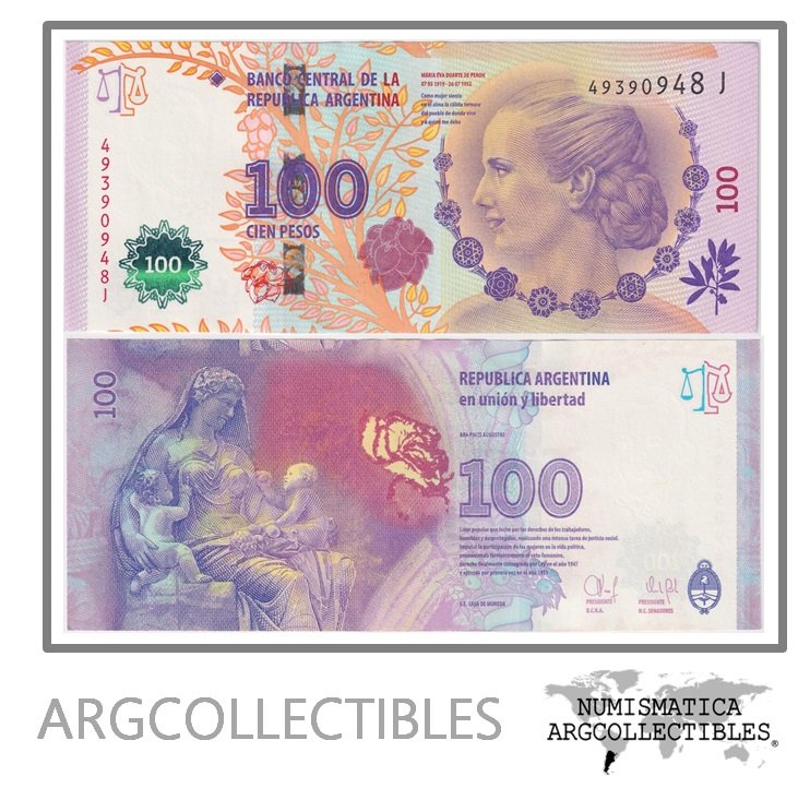 Argentina Billete 100 pesos 2014 P-358b/BOT-4312 UNC (Serie J)