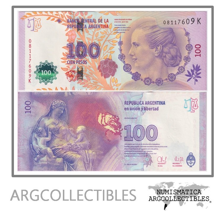 Argentina Billete 100 pesos 2014 P-358b/BOT-4313 UNC (Serie K)