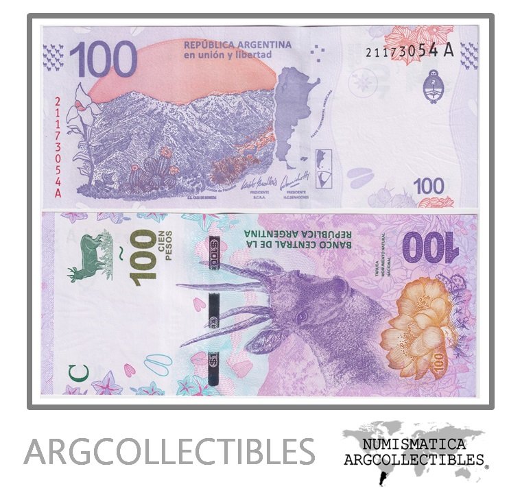Argentina Billete 100 Pesos 2018 P-W363A/BOT-5401 UNC (Serie A)