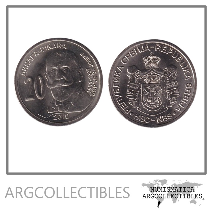 Serbia Moneda 20 Dinara 2010 Georg Weifert CuproNiquel KM-61 UNC