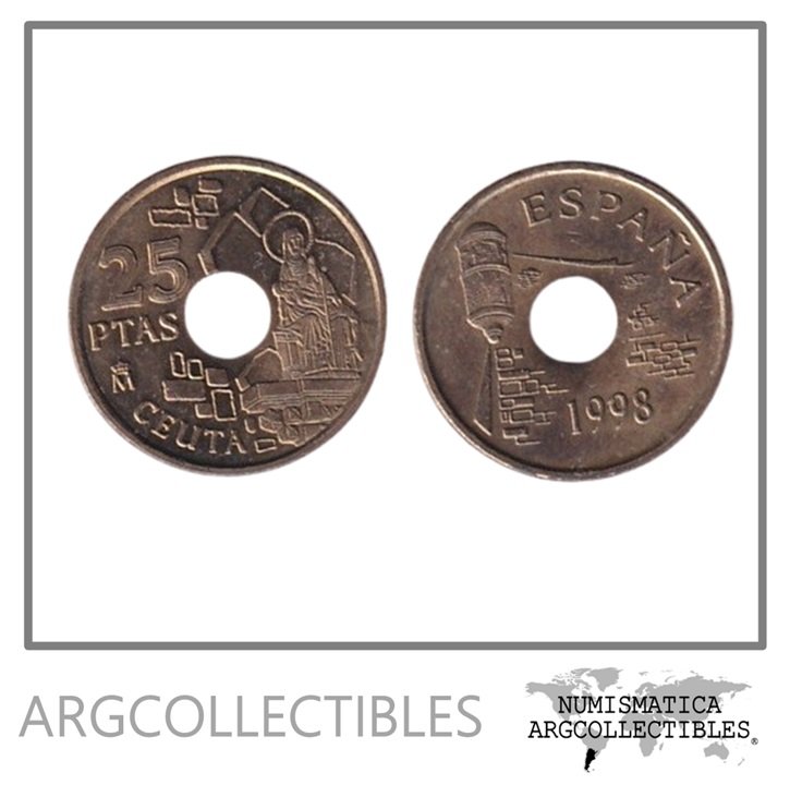 España Moneda 25 Pesetas 1998 Ceuta / Bronce KM-990 UNC