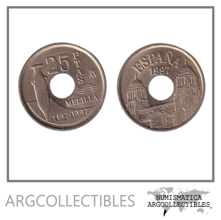 España Moneda 25 Pesetas 1997 Melilla / Bronce KM-983 UNC