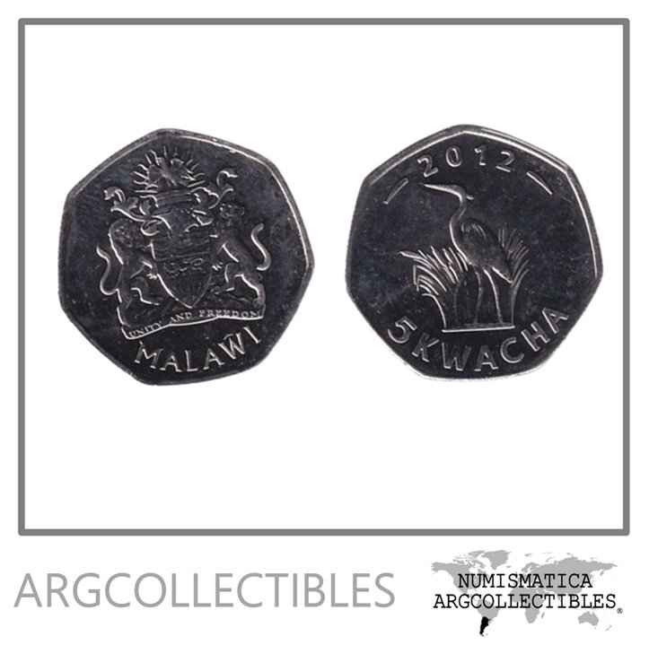 Malawi Moneda 5 Kwacha 2012 AVE Niquel KM-213 UNC