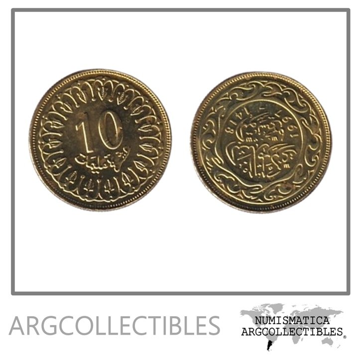 Tunez Moneda 10 Milliemes Laton 1997 KM-306 UNC