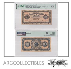 Chile Billete 10 Pesos 1927 P-83a VF+ (Certificado)