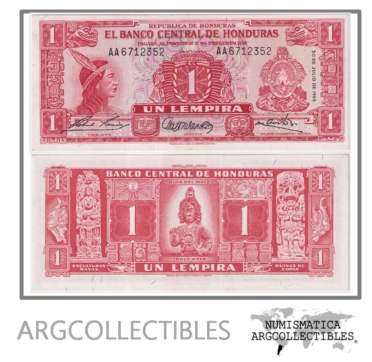 Honduras Billete 1 Lempira 1965 P-54 UNC