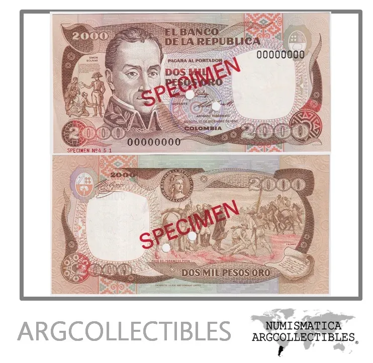 Colombia Billete 2.000 Pesos 1985 P-430cs AU (Specimen)