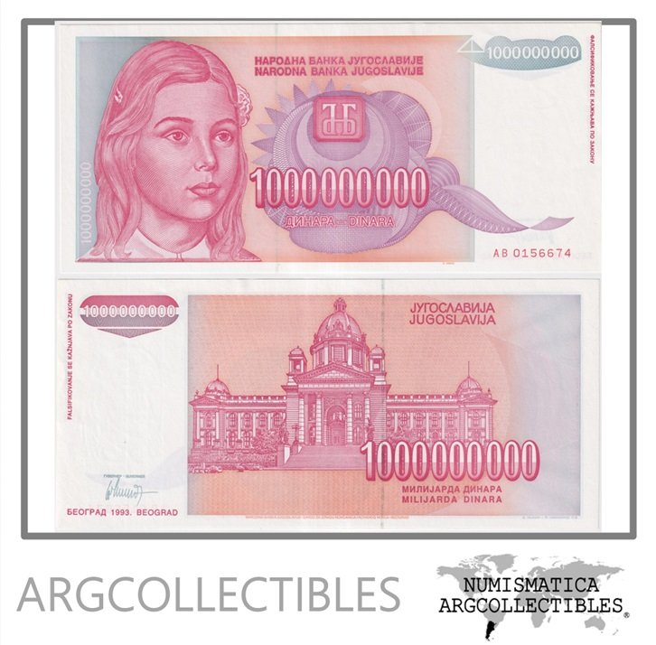 Yugoslavia Billete 1.000.000.000 Dinara 1993 P-126 UNC