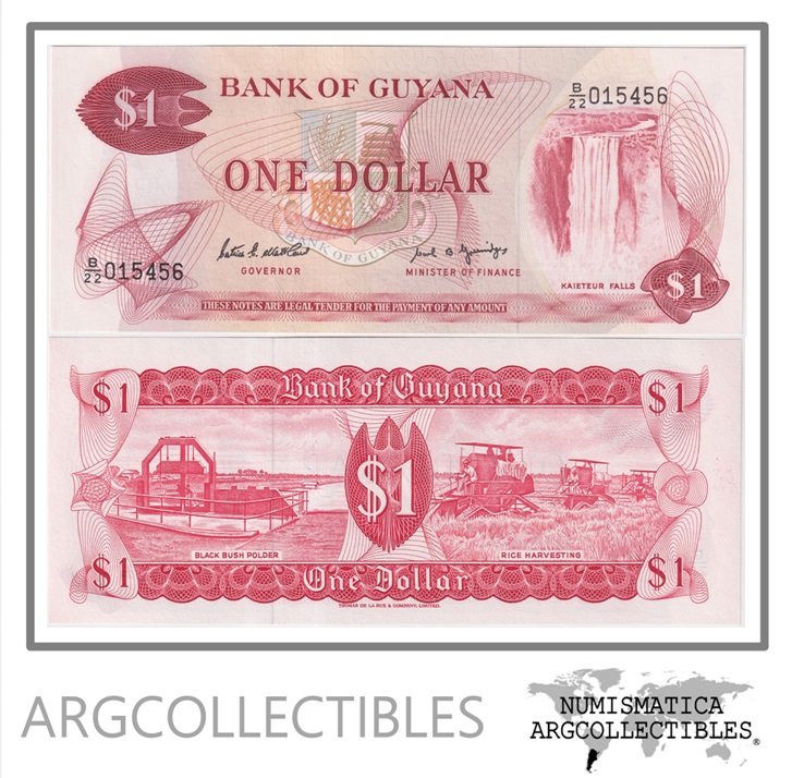 Guyana Billete 1 Dolar 1966 P-21f UNC