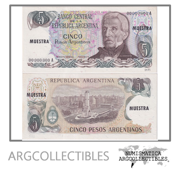 Argentina Billete 5 Pesos 1983 P-312 UNC (Specimen)