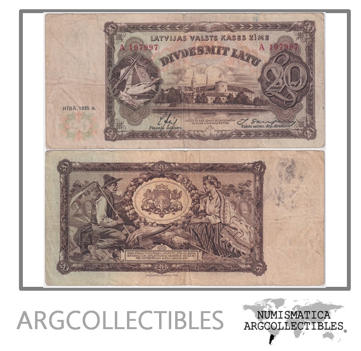 Letonia Billete 20 Latu 1935 P-30 VF