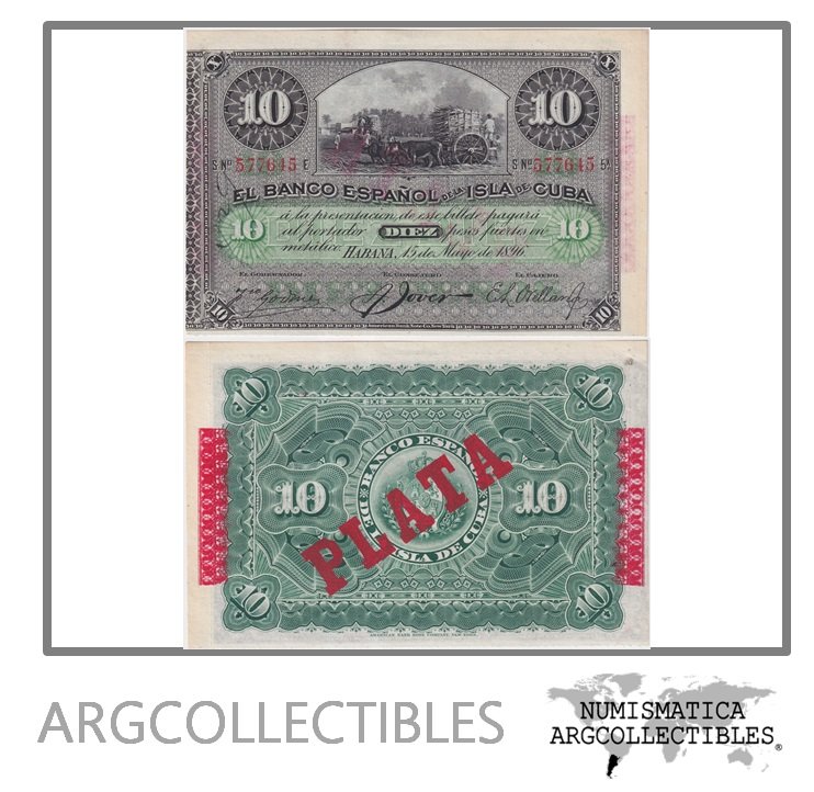 Cuba Billete 10 Pesos 1896 P-49d AU