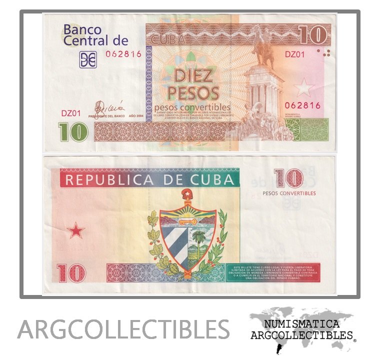 Cuba Billete 10 Pesos 2004 P-FX45a XF (Reposicion DZ01)