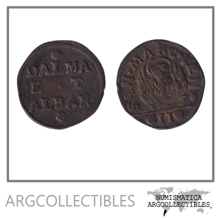 Italia Venecia Moneda 2 Soldi 1796 Cobre Damacia y Albania KM-18 VF+