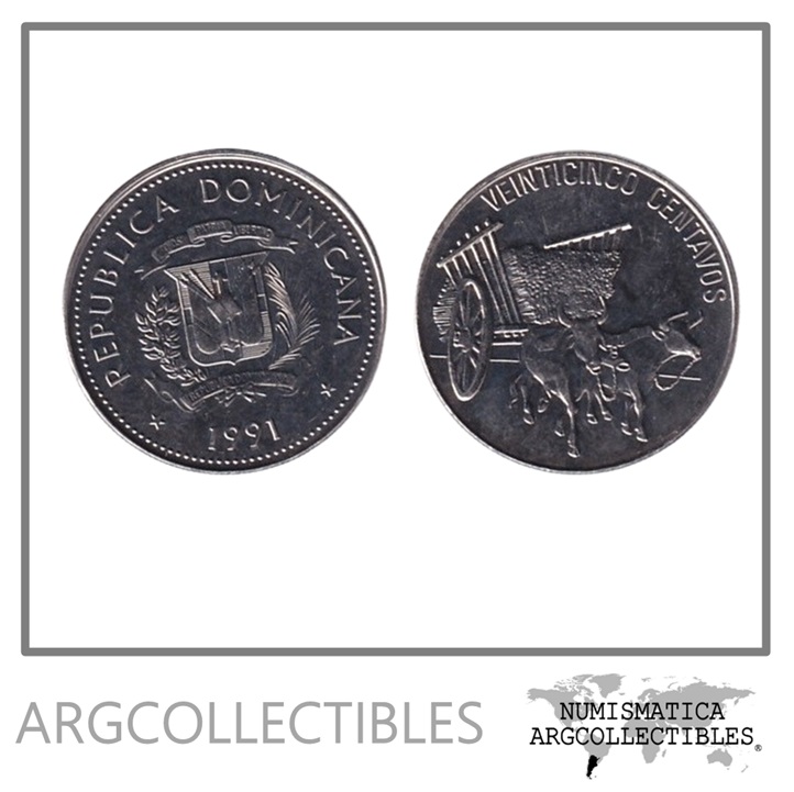 Republica Dominicana Moneda 25 Centavos 1991 KM-71.1 UNC