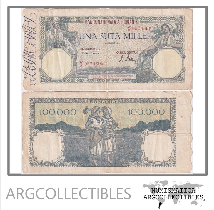 Rumania Billete 100.000 Lei 1946 P-58 F+