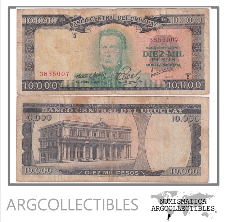 Uruguay Billete 10.000 Pesos 1967 P-51a/CR-11B3 VF (Serie B)