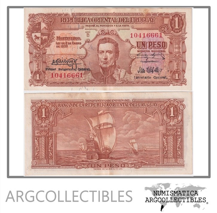 Uruguay Billete 1 Peso 1939 P-35/CR-10.III.10 XF (Serie B)