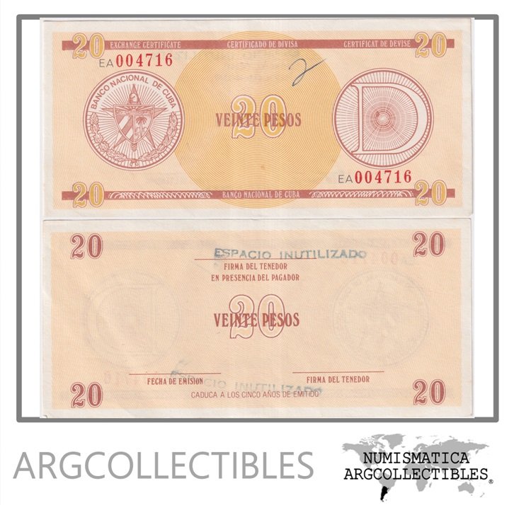 Cuba Billete 20 Pesos 1985 P-FX31 AU (Escrito)