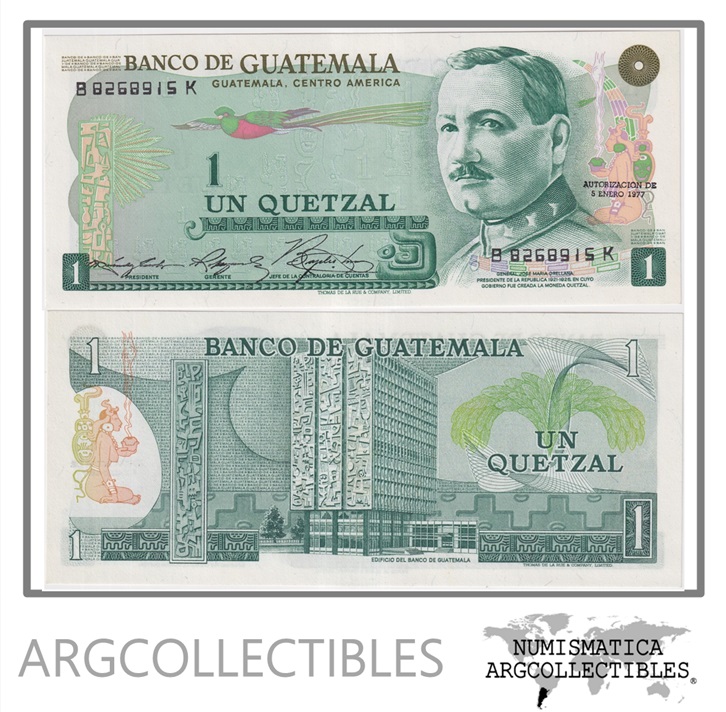 Guatemala Billete 1 Quetzal 1977 P-59C UNC
