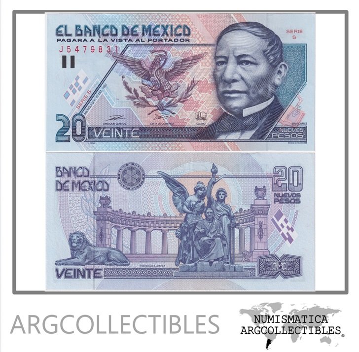 Mexico Billete 20 Pesos 1992 P-100 UNC (Serie S)