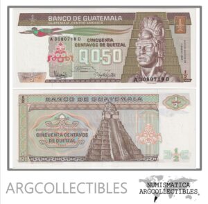 Guatemala Billete 1/2 Quetzal 1987 P-65 UNC