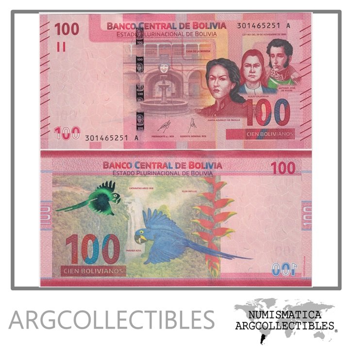 Bolivia Billete 100 Bolivianos 2018 P-251(2) UNC (Serie A)