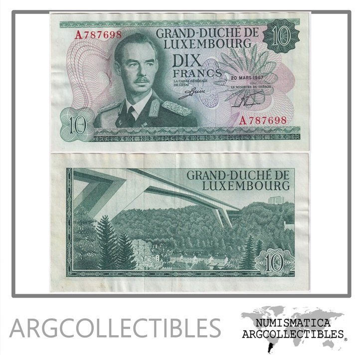 Luxemburgo Billete 10 Francos 1967 P-53 VF+