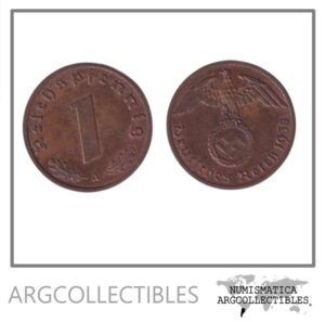 Alemania Moneda 1 Pfening 1938 A 3er Reich Bronce KM-89 AU